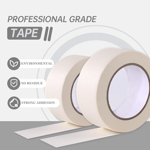 Image of Blue Painters Tape 2 Inch Wide (10 Rolls - 1.88in X 60yds), Wide Masking Tape for General Purpose Wall Painting, Home Improvement Removes Easily Without Leaving Sticky Residue (10 Rolls White)