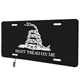 Beabes Don't Tread on Me Front License Plate Cover,Silhouette of Snake on The Black Background Decor