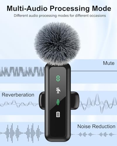 Wireless Lavalier Microphone for iPhone 15/16-2 Pack USB-C Mini Mic for iPhone, Android, iPad with Noise Cancelling & LED Display, Crystal Clear Recording for TikTok, YouTube, Podcast, Vlogging - View 5