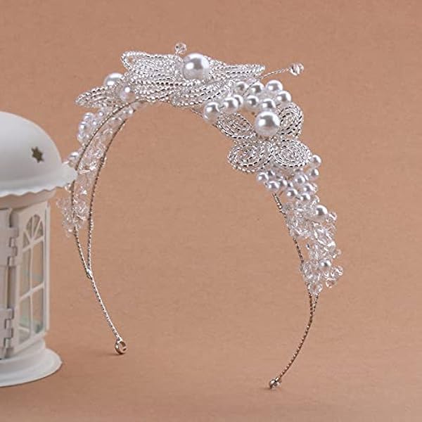 Hårklämmor Håraccessoarer Scrunchies Hårband, Kristall Handgjorda Vintage Elegant Enkelt Temperament Kristall Prinsessan Tiara Bröllop Kronhår Smycken for brud, brudtärna, kvinnor, flickor (Färg: Enfä