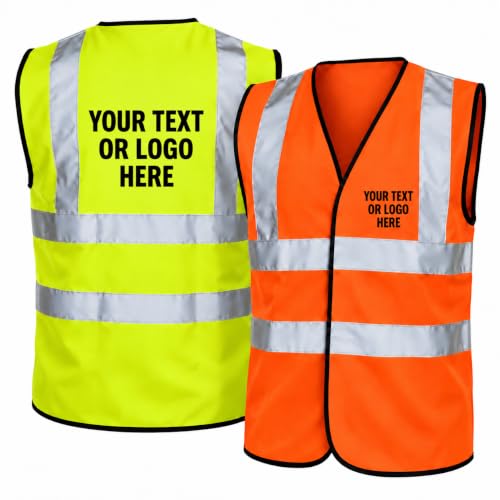 Image of The World Of Wall Art Personalised Printed Reflective Hi-Vis High-Viz Visibility Safety Vest/Waistcoat Customised (Medium)