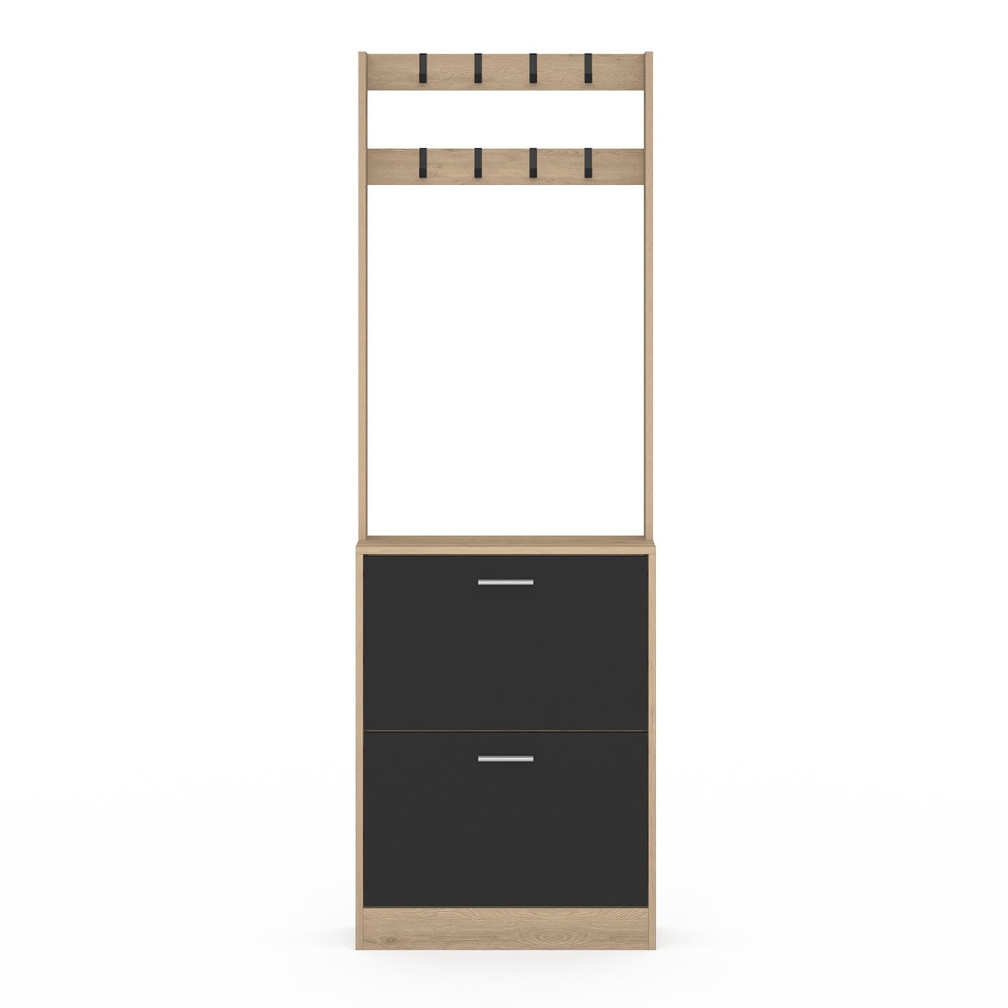 IDMarket - Vestiaire d'entrée KLARK Meuble Chaussures 2 Portes Effet Bois et Noir