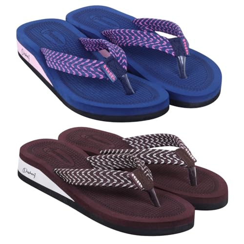Image of Dashny Women's (1437-1434) |Extra Super Soft Comfortable Slippers |Nevy Brown Casual Slides Slippers