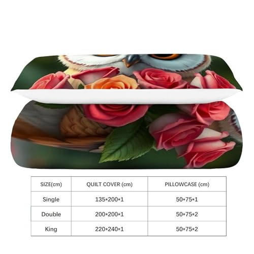 Housse de couette single motif chat aigle 3D parure lit microfbre