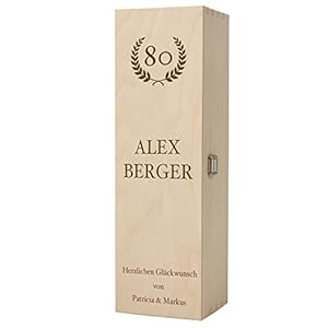 Historia Weinkiste aus Holz als Geschenk zum 80. Geburtstag mit Gravur