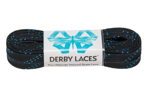 Derby Laces Black 96 Inch Waxed Skate Lace for Roller Derby, Hockey and Ice Skates, and Boots