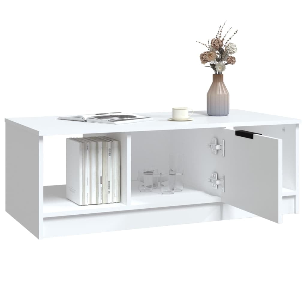 vidaXL Stolik kawowy, biały 102x50x36 cm, materiał drewnopochodny, stolik do salonu, stolik przed kanapę, stolik na telefon, stoliki do salonu