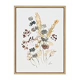 Kate and Laurel Sylvie Wild Salvia Framed Canvas Wall Art by Sara Berrenson, 18x24 Natural,...