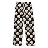 Baseball Balls Black Pajama Pants PJ Bottoms Lounge Sleep Pant Sleepwear Elastic Waist Pockets