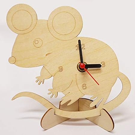 Amazon 木のお絵かき時計工作キット ネズミ 10個 手作り お絵かき 色塗り ねずみ 鼠 知育時計 時計のおもちゃ おもちゃ