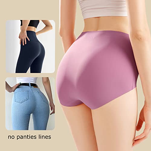 Bolivelan 5 Pack Women's Seamless Hipster Panties Invisible High Waist No Show Ladies Bikini Underwear (8, Multicolor) #TOP4