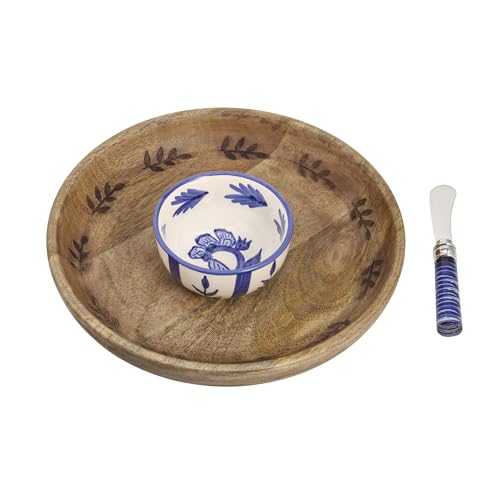 Mud Pie Wood And Ceramic Chip And Dip