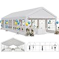 YITAHOME 16x32ft Heavy Duty Party Tent Outdoor Wedding Tent Canopy Event Shelters Upgraded Galvanized Steel Carport with Removable Sidewall Windows for Commercial and Parties, White