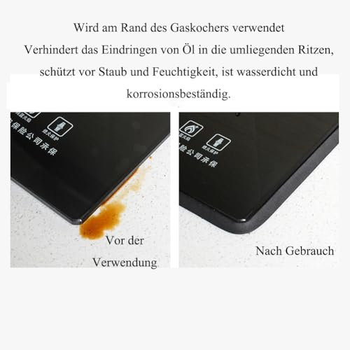 HSYTEK 4 Stück Ceranfeld Dichtungsband Selbstklebend,2m Dichtband für Küchenherd,10mm*2mm Dichtungsband Abdichtungsband für Glaskeramikkochfelder und zum Abstauben von Fenstern