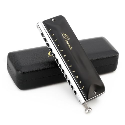 Jdr QUARTZ Chromatic Harmonica C Key 12-Hole 48 Tones Chromonica Half Valves Easy Bending No Sticky Valves Mouth Organ Harp Key Of C cover
