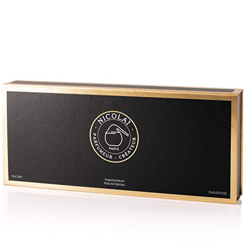 assorted Parfums de Nicolai fragrance notes and vials