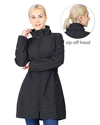 Outdoor Ventures Women's Softshell Jacket With Removable Hood Fleece Lined Windbreaker Insulated Long Warm Rain Jacket #TOP1