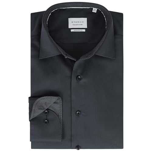 ETERNA Herren Langarm Hemd Modern Fit | Bügelfrei | Satingewebe | Anthrazit | 100{186b4fa3feaee72cc8ceb858d0d98335525d2898b77a36acb4d6e9f3d886ef97} Baumwolle | Kentkragen mit Ausputz Gr. 43