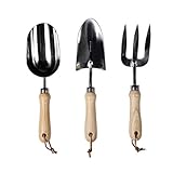 Juego de Herramientas de jardín Colgantes de Acero Inoxidable de 3 Piezas con Mango de Madera Juegos de Regalo de jardinería para Mujeres Juegos de Regalo Fácil de Usar y almacenar