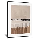 Poemwish Minimalist Canvas Wall Art, Earth Tone Bathroom Wall Decor, Textured Geometric Wall Decor for Bedroom, Abstract Layered Painting in Neutral Tones