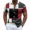 Men's Shirt Short Sleeve Green Black White Geometric Print Tee Shirt Comfortable Lightweight Breathable T-Shirt Gift Aid Man Tshirt for Office Daily Party Summer, Red225, XL #3