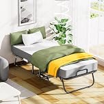 Mutital 200 x 90cm Twin Size Folding Bed for Adults with 13cm+ Mattress, Sturdy Portable Foldable Bed on Wheels with Storage Cover, Folding Guest Bed, Rollaway Bed with Metal Frame, Cot Size Extra