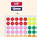 6000 Pieces, 1/2 inch - Colored Dot Stickers, Round Circle Sticker Dots Assorted - 15 Colors