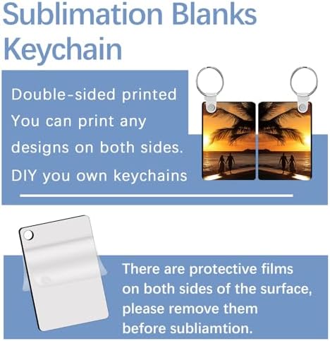 360Pcs Sublimation Keychain Blanks Rectangle Bulk Products Double Sides 120 MDF Sublimation Key chains Blank with 240 Rings and Clips Heat Transfer for Craft — 사진 4