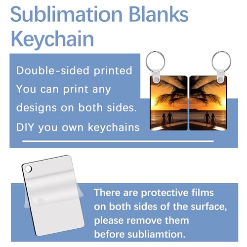 LaiHiulaan 120 Pcs Sublimation Keychain Blanks Rectangle Bulk Products Double Sides 40 MDF Sublimation Keychains Blank with 80 Rings and Clips Heat Transfer for Craft by LaiHiulaan - Image 4