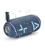 Bluetooth Speaker with Stereo Sound, Wireless Portable Speakers with RGB lights, IPX6 Waterproof, TWS Pairing, BT5.3/TF-Card, for Home, Party, Travel, Outdoor, Beach, Computer Peripherals (Blue)
