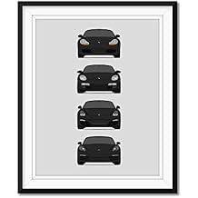 Custom Car Posters Handmade Poster compatible with Porsche Boxster Generations and Print of Boxster 986, 987, 981, 718 - Black, 11x14 Metallic Print Unframed