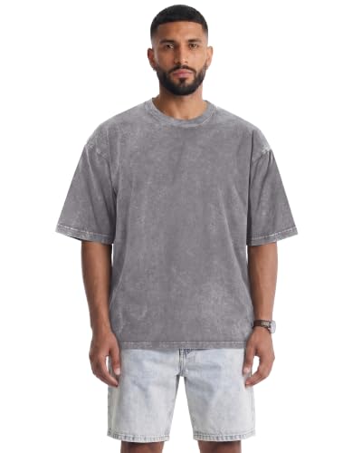 Image of Oversized Tshirts for Men Short Sleeve Vintage Washed Basic Loose Tees