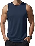 MAGCOMSEN Tank Top Herren Ärmelloses Shirt Leicht Muskelshirts Gym Trägershirt Rundhals Muscle Quick Dry Laufshirt Sommer Achselshirt Marineblau L