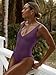 LASLULU One Piece Swimsuits for Women Sexy Swim Suits Backless Modest Bathing Suits Swimwear Summer Fashion Outfits(Grape Purple Large)