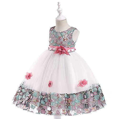 Eiay Shop 3M-9T Baby Girl Wedding Ball Gown Girls Embroidery 3D Flower Dress Toddler Formal Dresses Pink 3-4T #TOP1