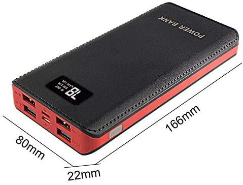 Karusale 50000Mah 4 Usb External Power Bank Battery Pack Portable Lcd Led Universal Charger Compatible With Iphone, Samsung Galaxy And For All Other Cell Phone Models (Black + Red) #TOP2