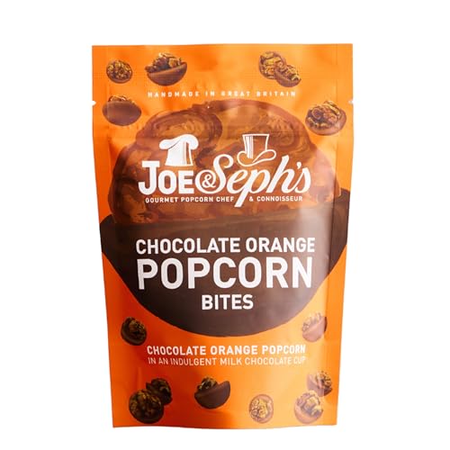 Joe & Sephs Milk Chocolate Orange Popcorn Bites (1x63g) | Chocolate coated popcorn salted caramel milk chocolate air popped popcorn popcorn snack on the go snack sweet treat