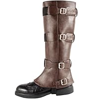 Mittelalter Stiefelüberzüge Herren, Leder Mittelalter Stiefelstulpen Pirat Stiefelstulpen Beinschützer Gamaschen Retro-Piraten-Beinabdeckungen für Halloween Cosplay Kostümzubehör Braun