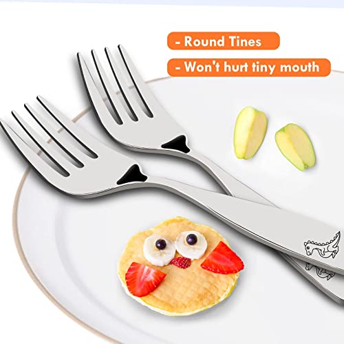 Lehoo Castle Kids Silverware Stainless Steel 6 Piece - Toddler Spoons And Forks Knife Set, Metal Kids Cutlery Set, Toddler Utensils Self Feeding (Dinosaur World) #TOP4