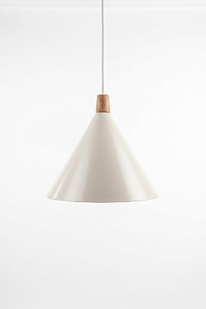 Marrien Cone Ahşap Sarkıt Avize, Bohem Tavan Lambası ve Salon Oturma Odası Aydınlatması - Krem - 25 cm – Modern Dekoratif Avize, Tavan Aydınlatması [Enerji Sınıfı A]