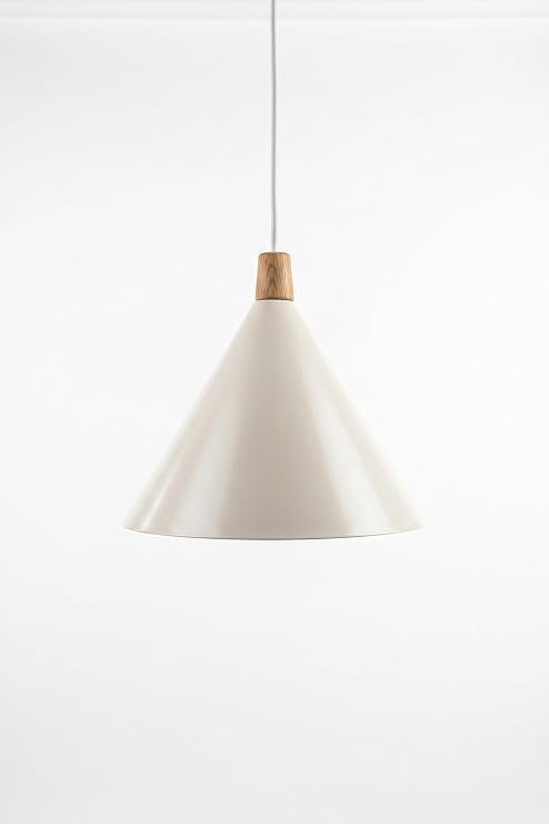 Marrien Cone Ahşap Sarkıt Avize, Bohem Tavan Lambası ve Salon Oturma Odası Aydınlatması - Krem - 25 cm – Modern Dekoratif Avize, Tavan Aydınlatması [Enerji Sınıfı A]
