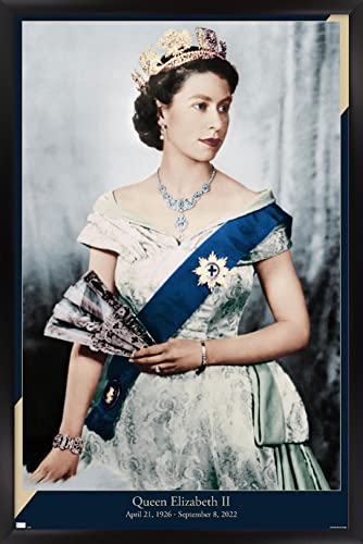Trends International Queen Elizabeth II - Queen Wall Poster, 14.725" x 22.375", Black Framed Version