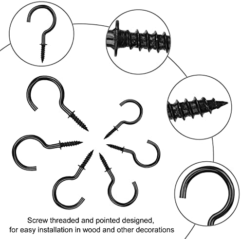 ASTARON 120 PCS 1 Inch Metal Ceiling Hooks Nickel Plated Hook Holder Screw-in Cup Hook for Hanging Mugs Plants (Black)