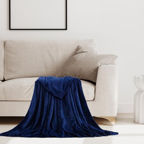 Fleece Blanket 70 x 100 cm Silk Touch Soft Throw Blanket Versatile Blanket for Bedroom, Couch, Travel, Kids, Camping, Navy Blue