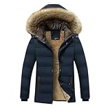 Winterjacke Herren Plüsch Steppjacke mit Kapuze Daunenjacke Winter Mittellang Parka Dicke Mantel...