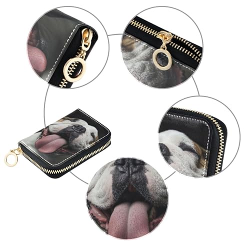 Funny Bulldog Cute Art Women's Wallet Leather RFID Blocking Credit Card Holders Animal Coin Purse Pouch with Zipper4