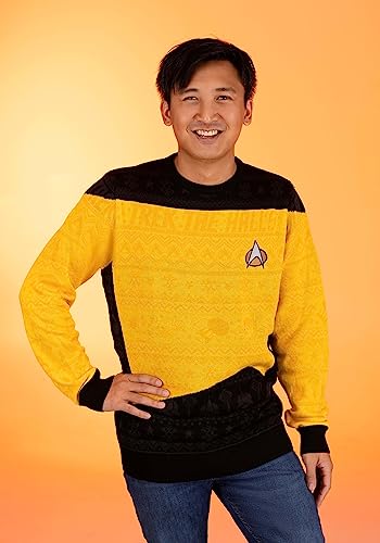 Star Trek Yellow Christmas Sweater, Trekkie Crew Neck, Starfleet Space Explorer Apparel2