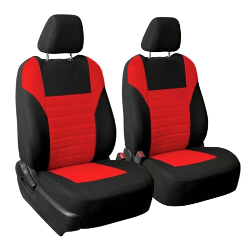FH Group Automotive Car Seat Covers Front Set Premium 3D Air Mesh Front Seat Covers, Airbag Compatible Universal Fit Interior Accessories for Cars Trucks and SUVs - Red