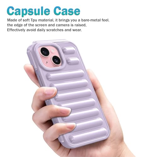 Image of Amazon Brand - Solimo High Protection Capsule Design Back Cover for Apple iPhone 15 - Lilac Purple