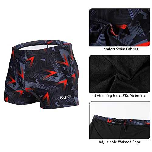 K898 Men's Square Leg Swimming Jammer Shorts Upf50+,Men Swimsuit Swim Jammers Fabric Shape Retention (Geometric Brown,Xl) #TOP3